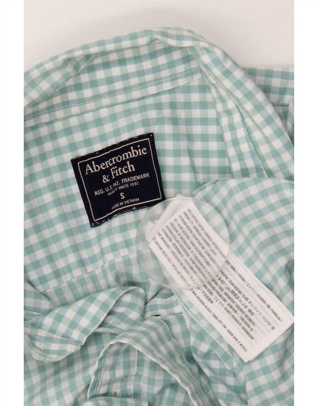 Abercrombie & Fitch Herrenhemd, klein, grün, Gingham-Baumwolle
