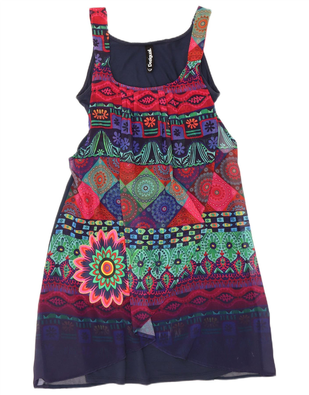 Desigual Womens Abstract Pattern Ärmelloses Basic-Kleid EU 34 XS Marineblau