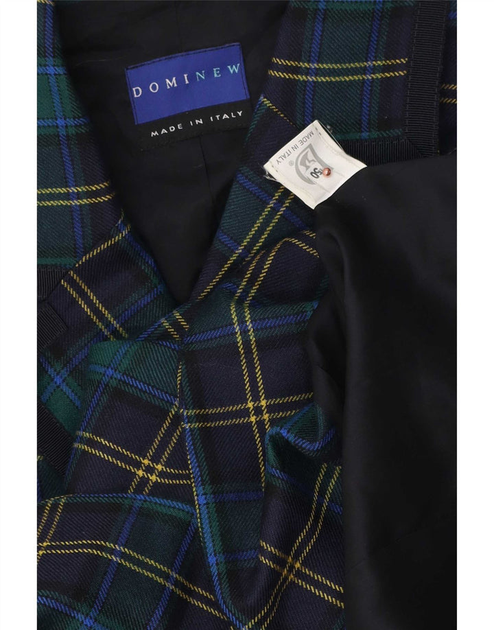 Dominew Damen-Blazerjacke mit 3 Knöpfen, IT 50 XL, grün karierte Schurwolle
