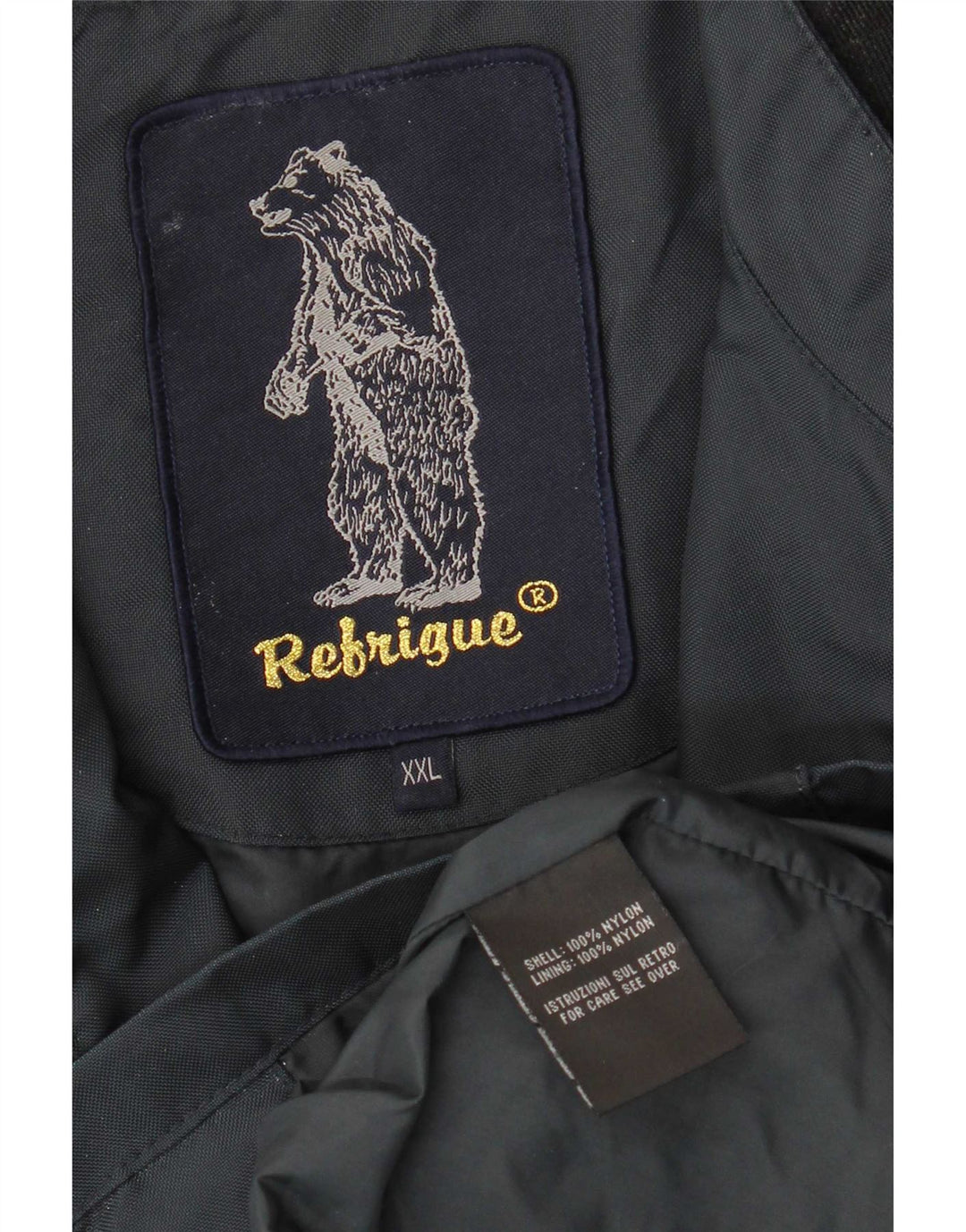 Refrigue Herren Bomberjacke UK 44 2XL Marineblaues Colourblock-Nylon