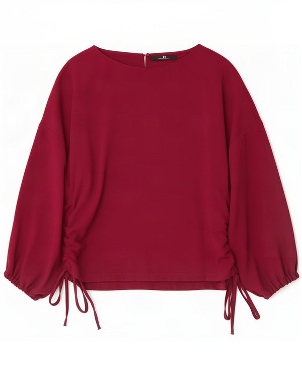Zara Damen-Blusenoberteil mit 3/4-Ärmeln, übergroß, UK 6, XS, Burgunderrot, Polyester
