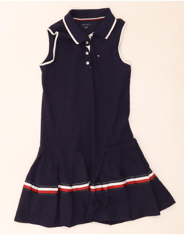 Tommy Hilfiger Polokleid für Mädchen, 9–10 Jahre, mittelgroß, Marineblau, gestreift