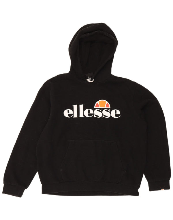 Ellesse Womens Graphic Oversized Hoodie Pullover UK 16 Large Schwarze Baumwolle