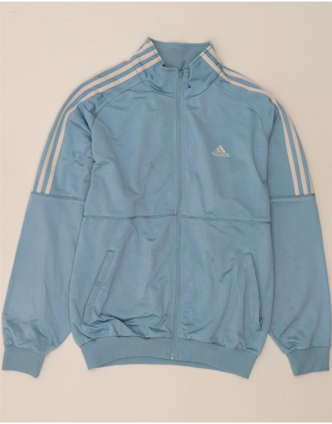 ADIDAS Herren-Trainingsanzug mit lockerer Passform, Top-Jacke, UK 40/42, mittelblaues Polyester