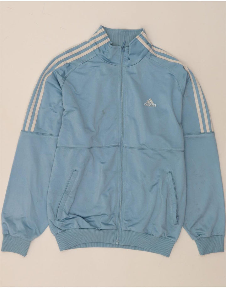 ADIDAS Herren-Trainingsanzug mit lockerer Passform, Top-Jacke, UK 40/42, mittelblaues Polyester
