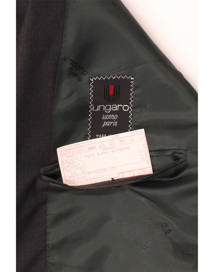 Ungaro Herren-Blazer, zweireihig, IT 50, groß, graue Schurwolle