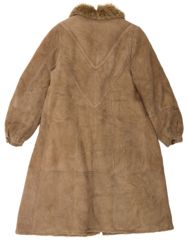 VINTAGE Damen Lammfellmantel UK 14 Mittelbraun