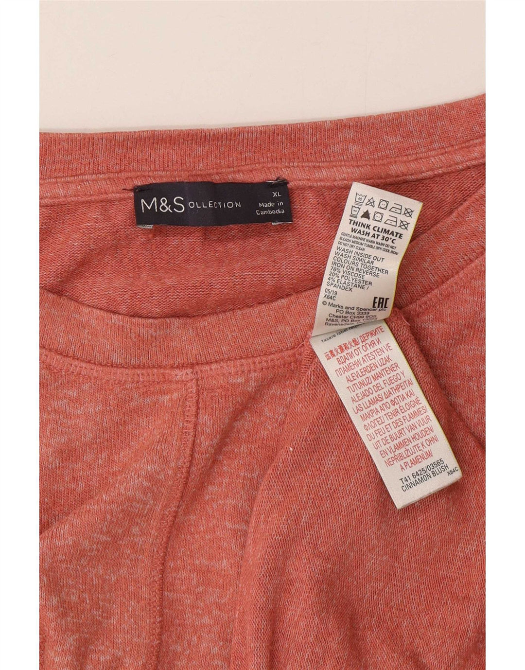 Marks & Spencer Damen Übergroßes T-Shirt Top UK 18 XL Rote Viskose