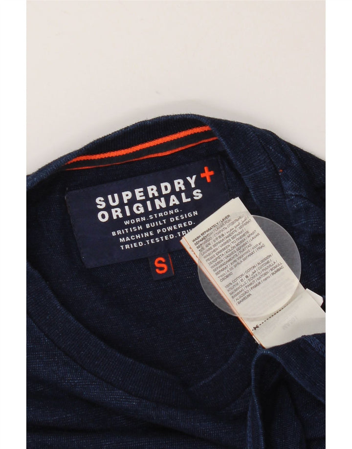 Superdry Herren T-Shirt Top Small Marineblau Baumwolle