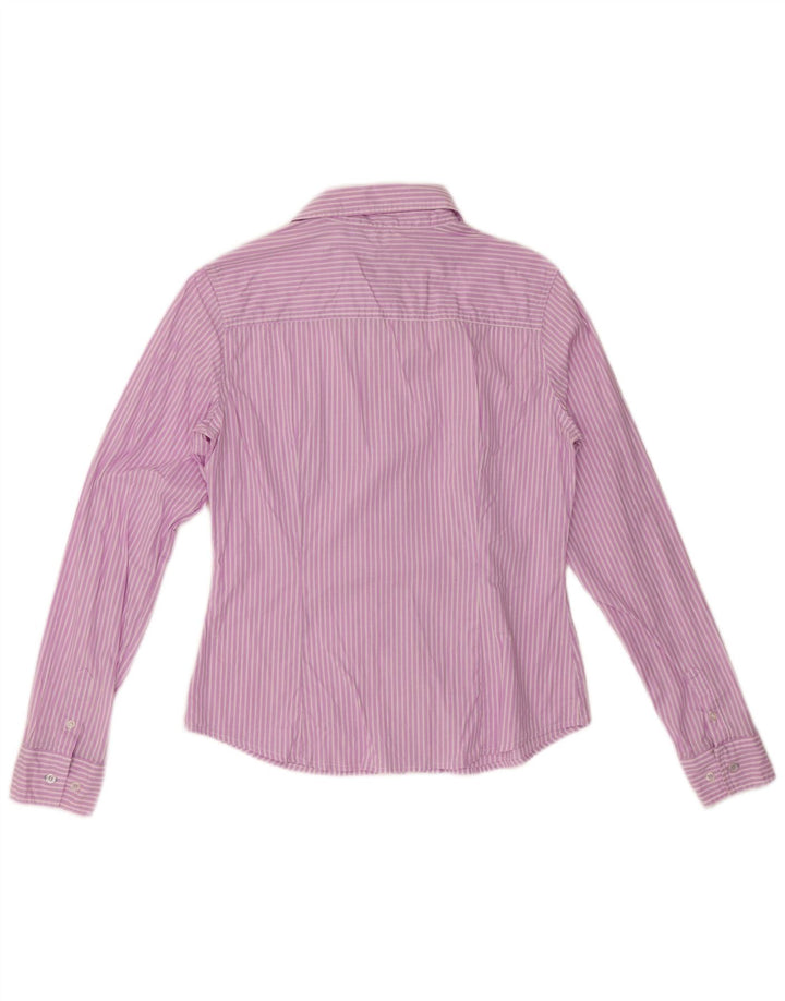 BENETTON Damen-Hemd UK 14 Mittelviolett gestreift