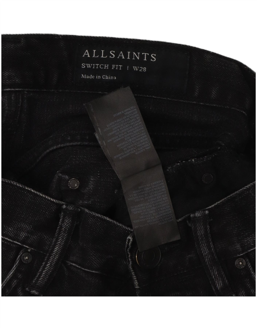 All Saints Herren-Jeansshorts mit Switch-Passform, W28, mittelschwarz, Baumwolle