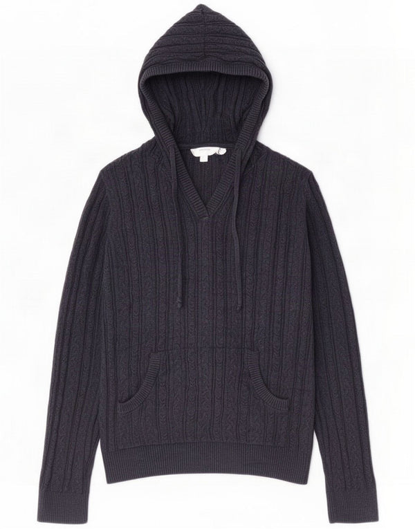 Fat Face Damen-Pullover mit Kapuze, UK 12, mittelmarineblaue Baumwolle