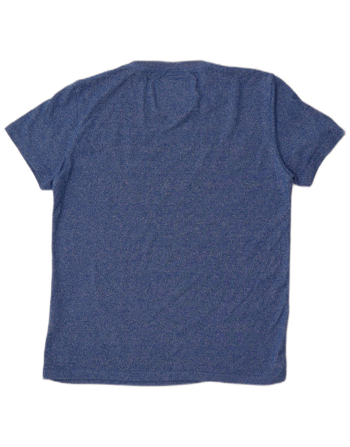 Superdry Herren Grafik-T-Shirt-Oberteil aus mittelblau gefleckter Baumwolle