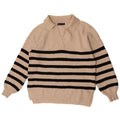 Marks & Spencer Damen-Pullover mit Polokragen, UK 14, Mittelbeige gestreift