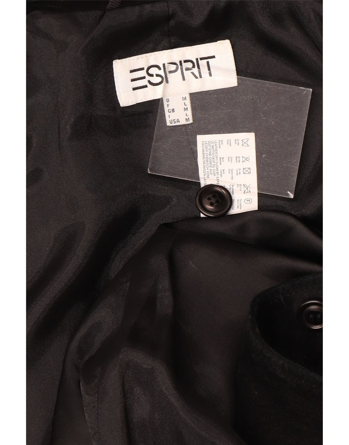 Esprit Damen-Blazerjacke aus Wildleder mit 3 Knöpfen, UK 14, mittelschwarzes Leder