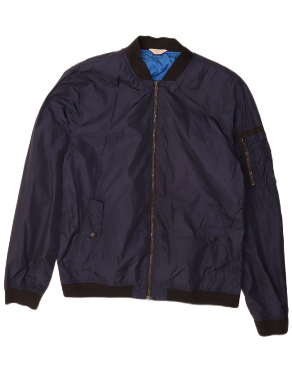 Jack & Jones Herren Bomberjacke UK 40 Large Marineblaues Nylon