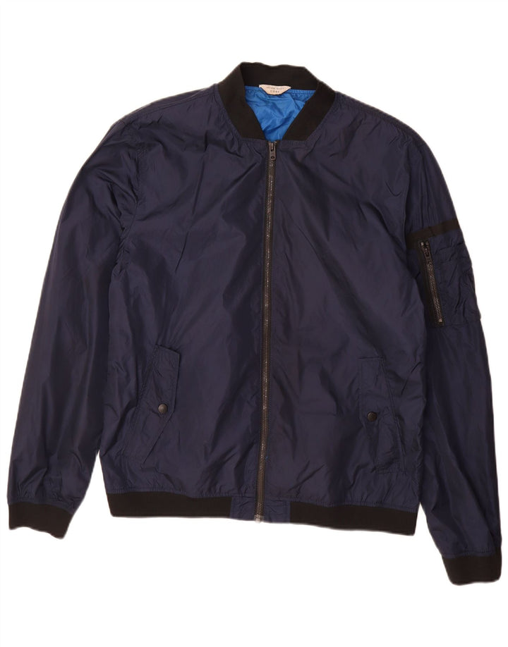 Jack & Jones Herren Bomberjacke UK 40 Large Marineblaues Nylon