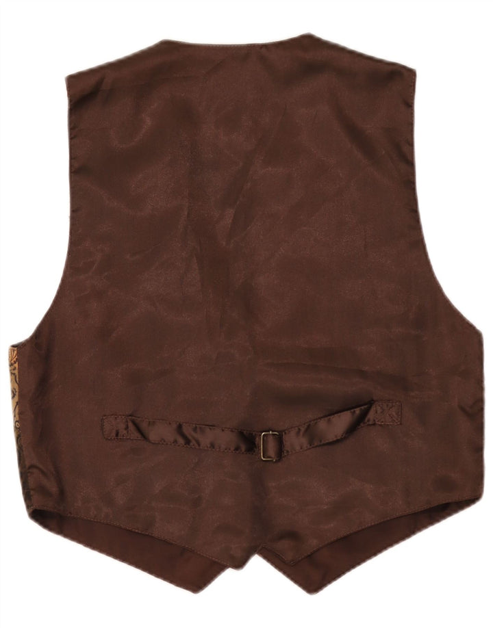 Vintage Herrenweste, großes braunes Paisley-Leder