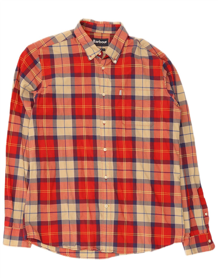 Barbour Tailored Fit-Hemd für Herren aus mittelroter Karo-Baumwolle