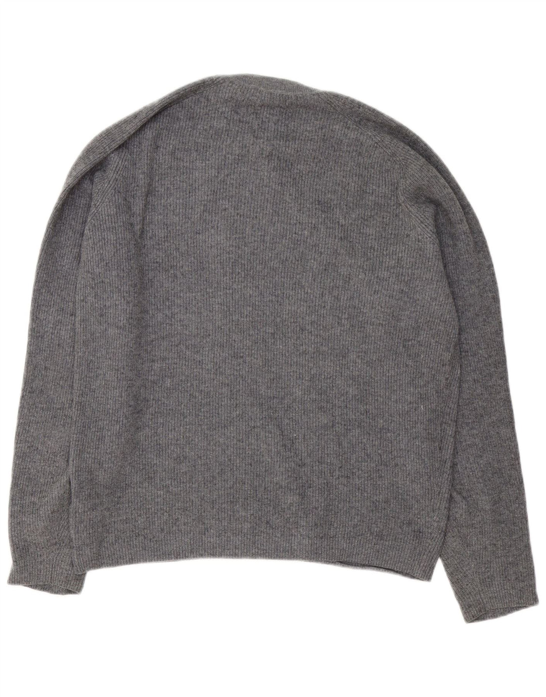 Massimo Dutti Herren-Pullover mit Rundhalsausschnitt, mittelgraue Baumwolle