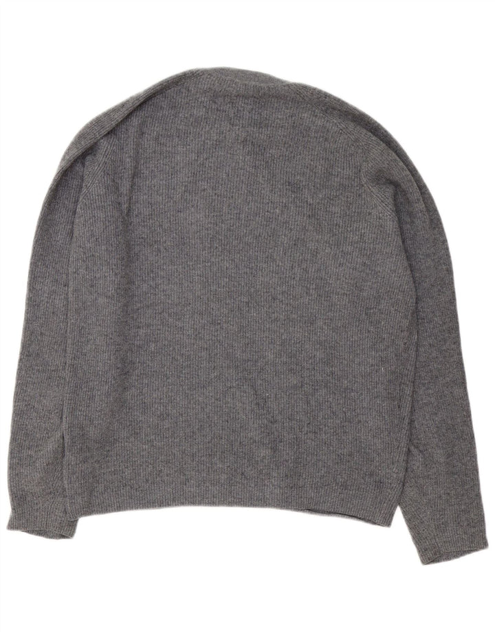 Massimo Dutti Herren-Pullover mit Rundhalsausschnitt, mittelgraue Baumwolle