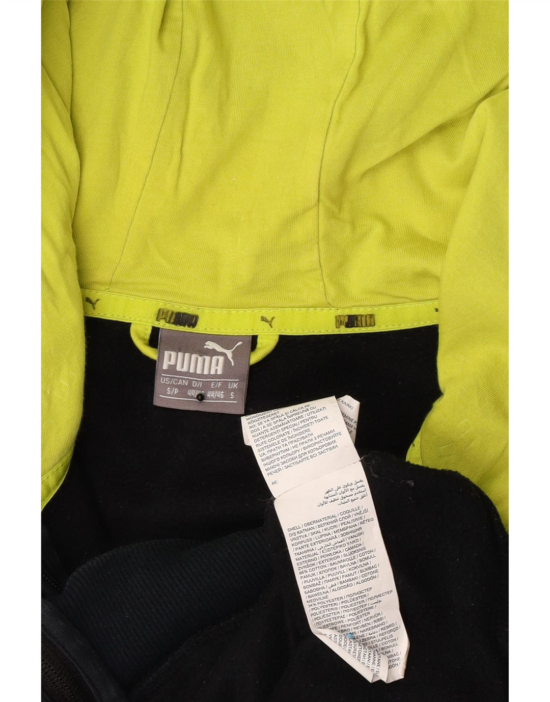 Puma Herren-Kapuzenpullover mit grafischem Reißverschluss, Größe S, schwarze Baumwolle