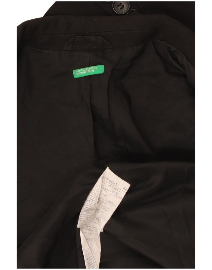 Benetton Damen 2-Knopf-Blazerjacke IT 42 Mittelschwarzes Polyester