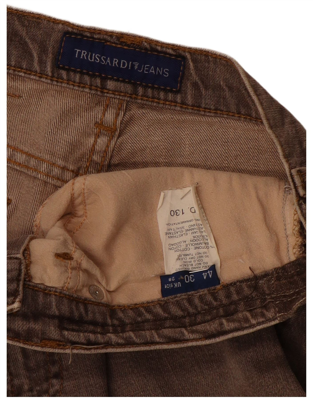 TRUSSARDI Damen Straight Jeans W28 L28 Braune Baumwolle