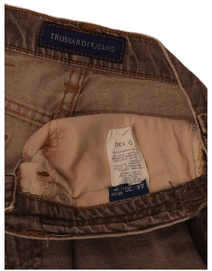 TRUSSARDI Damen Straight Jeans W28 L28 Braune Baumwolle