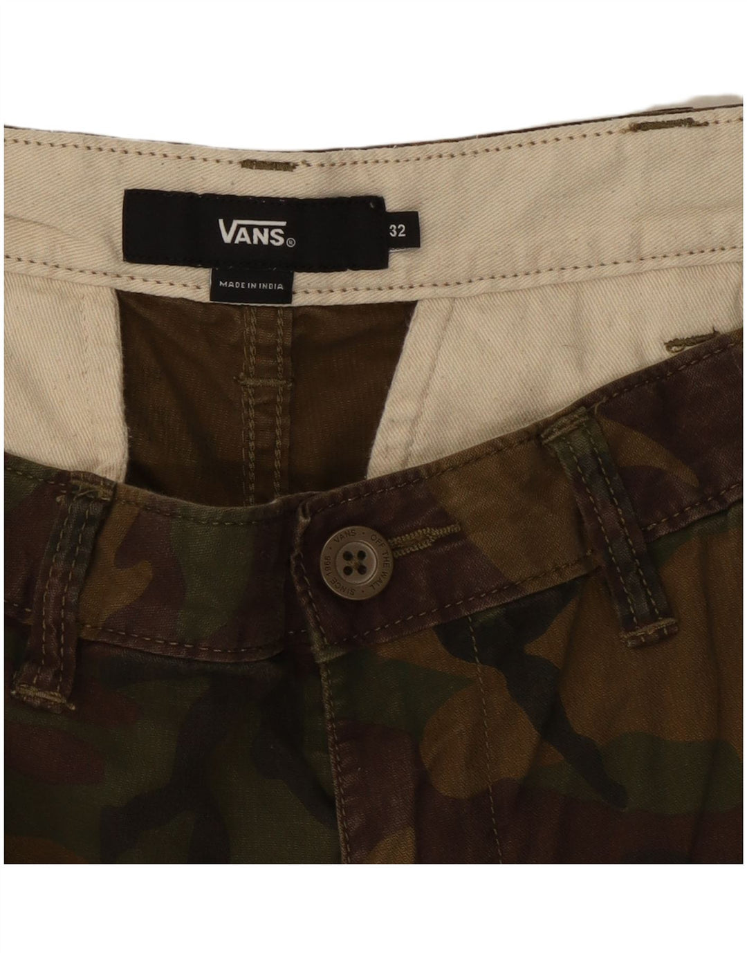 VANS Herren Cargoshorts W32 Medium Khaki Camouflage Baumwolle