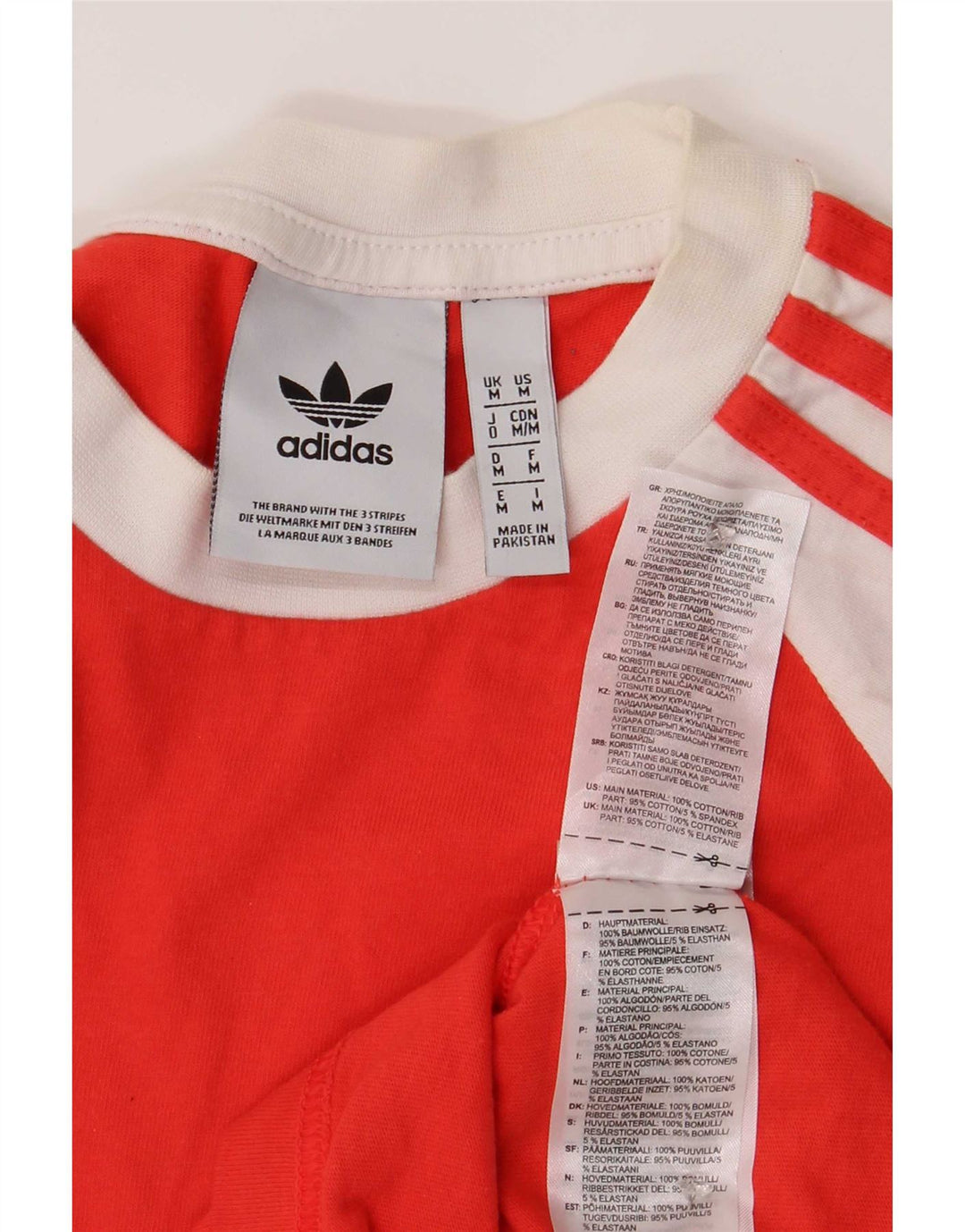 Adidas Herren-Oberteil aus langärmliger mittelroter Colourblock-Baumwolle