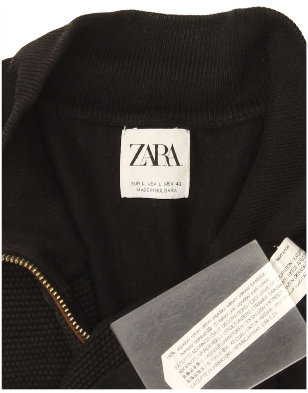 Zara Herren-Strickjacke, groß, aus schwarzer Baumwolle