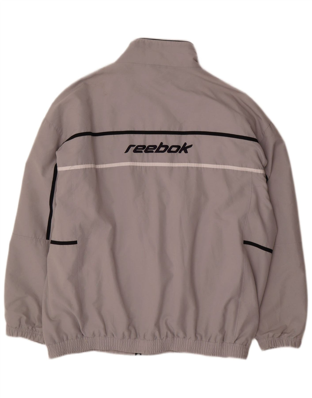 Reebok Herren-Trainingsanzugoberteil mit Grafik, groß, graues Farbblock-Polyester