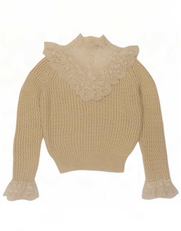 Durchsichtiger Pullover mit Rollkragen für Damen von Zara, Gr. 14, Mittelbeige