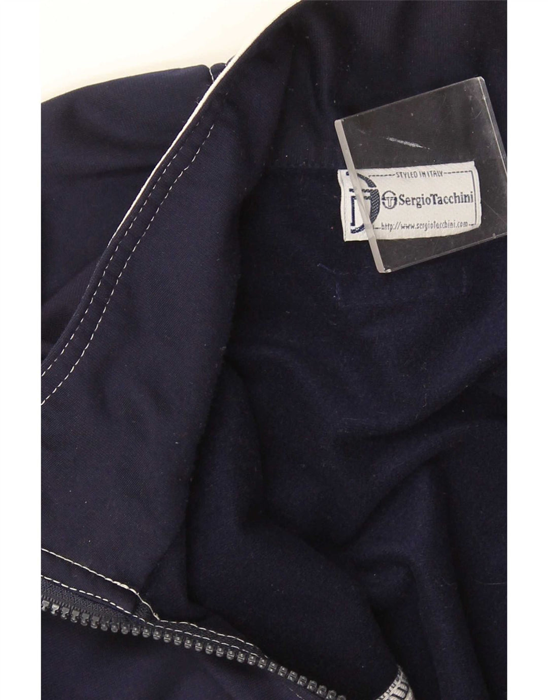 Sergio Tacchini Herren-Trainingsanzug-Oberteil-Jacke, mittleres Marineblau, Farbblock