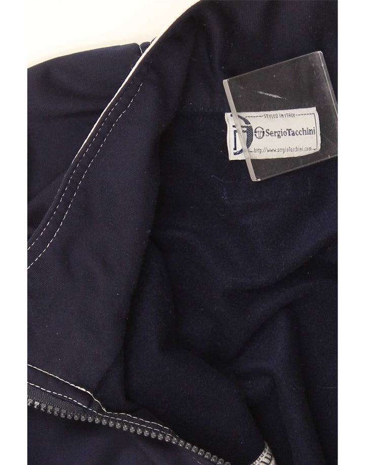 Sergio Tacchini Herren-Trainingsanzug-Oberteil-Jacke, mittleres Marineblau, Farbblock
