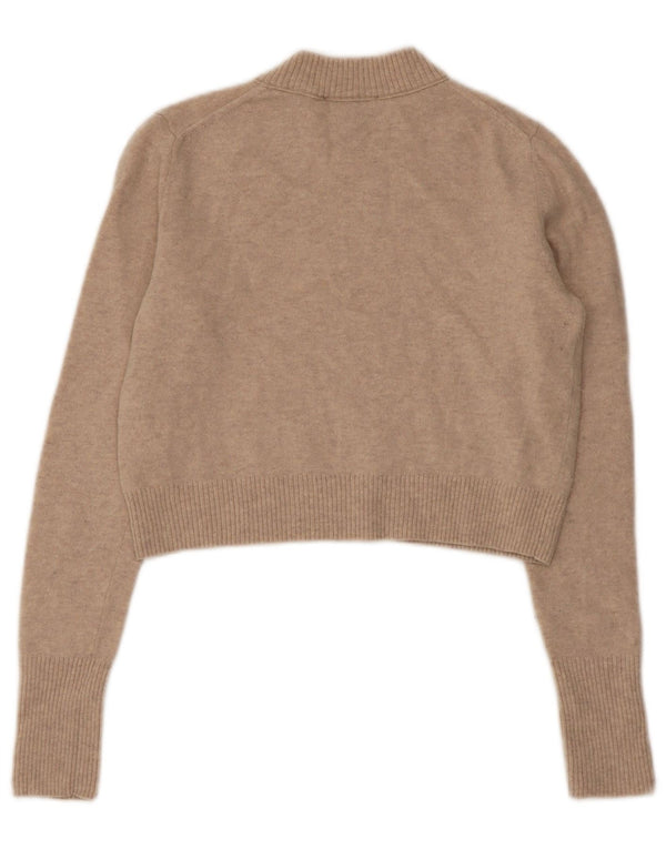 Whistles Damen Crop Rollkragenpullover Pullover UK 8 Small Beige Wolle