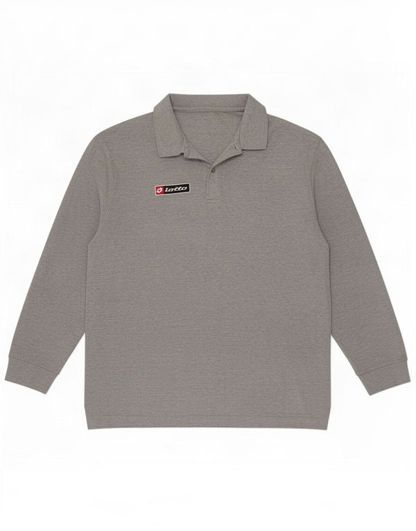Lotto Herren-Langarm-Poloshirt, groß, grau gesprenkelte Baumwolle