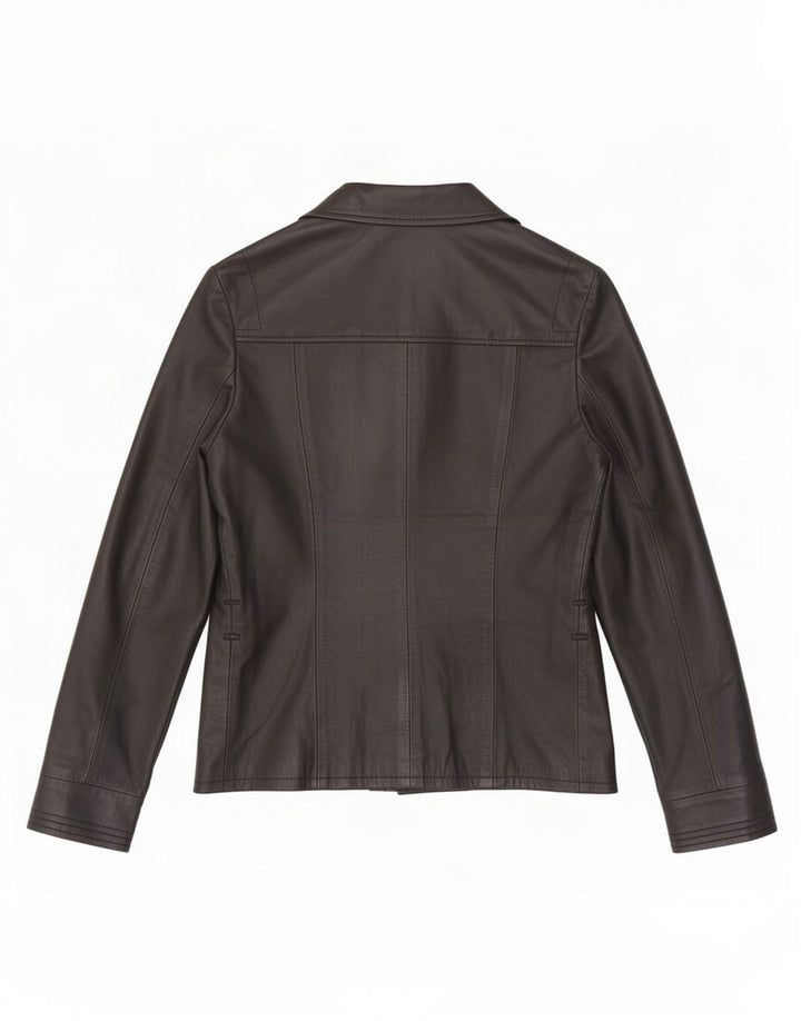 Settore Damen-Blazerjacke aus Leder mit 3 Knöpfen, Größe UK 12, Mittelschwarz