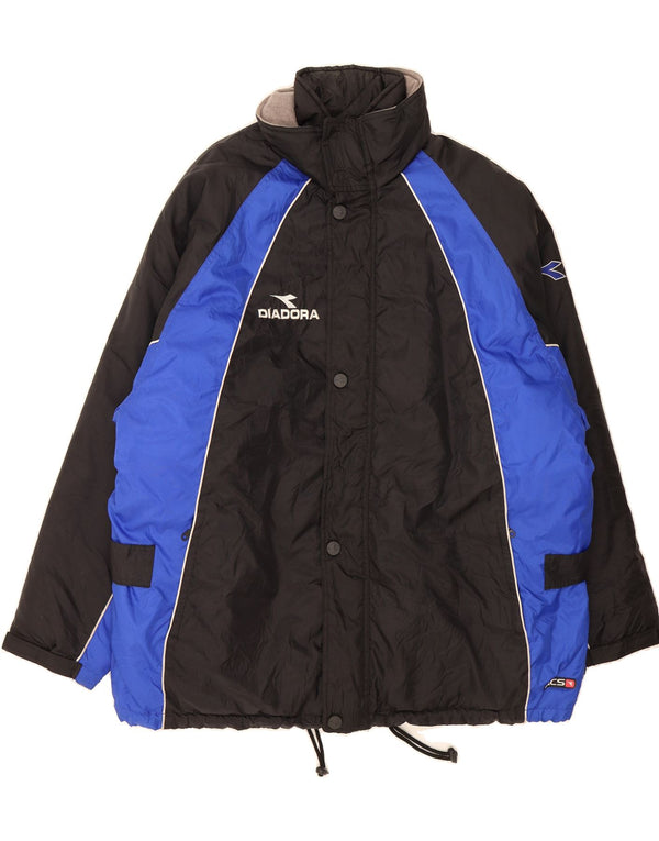DIADORA Herren-Windbreaker-Jacke, UK 46 3XL, schwarzes Colourblock-Polyamid