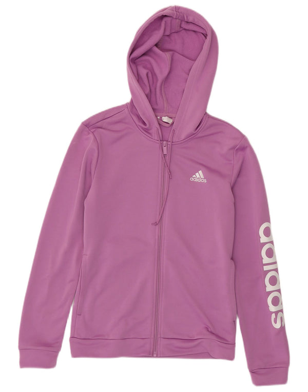 Adidas Damen Graphic Zip Hoodie Pullover UK 8/10 Small Lila Polyester