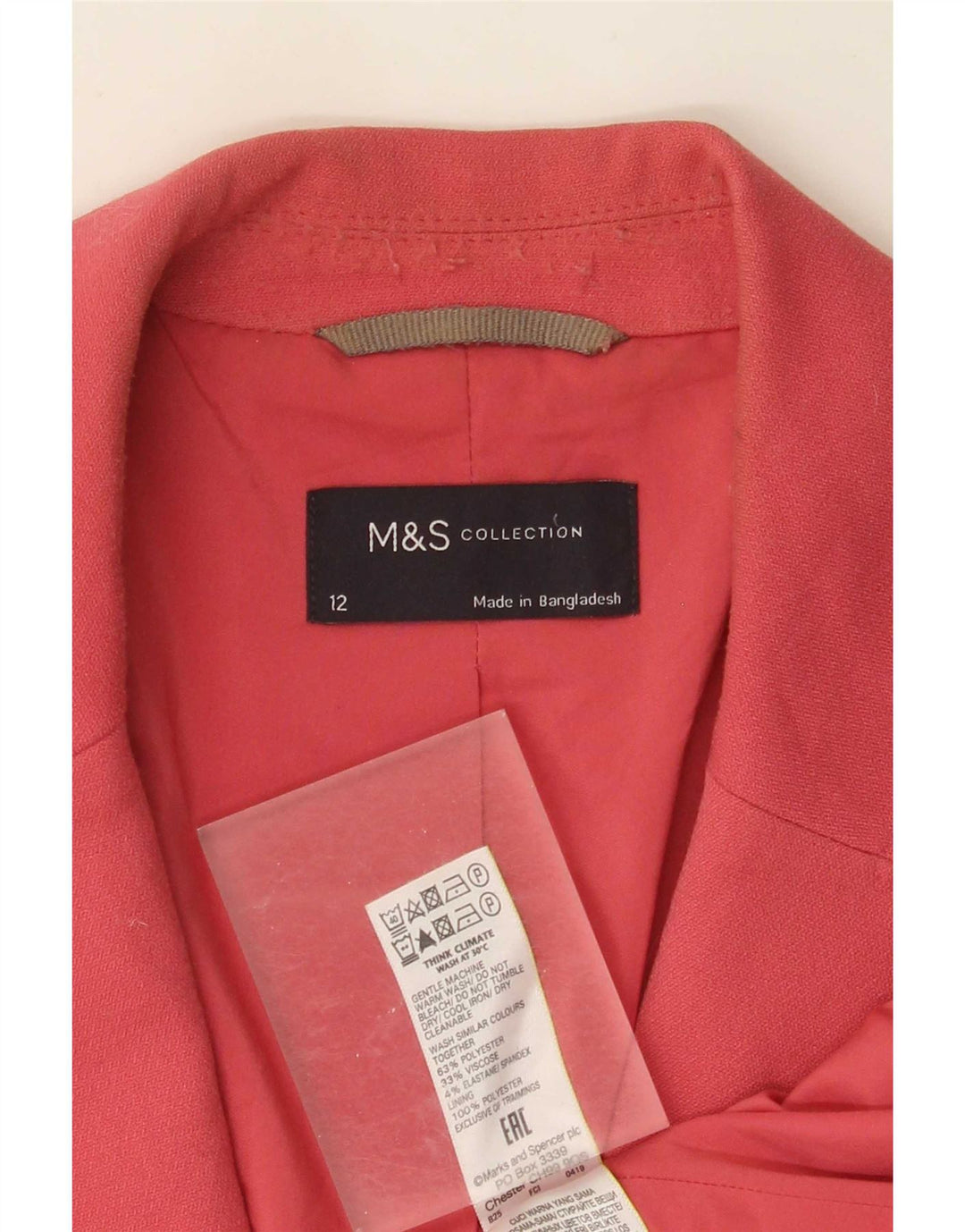 Marks & Spencer Damen-Blazerjacke mit 1 Knopf, UK 12, Mittelrosa, Polyester