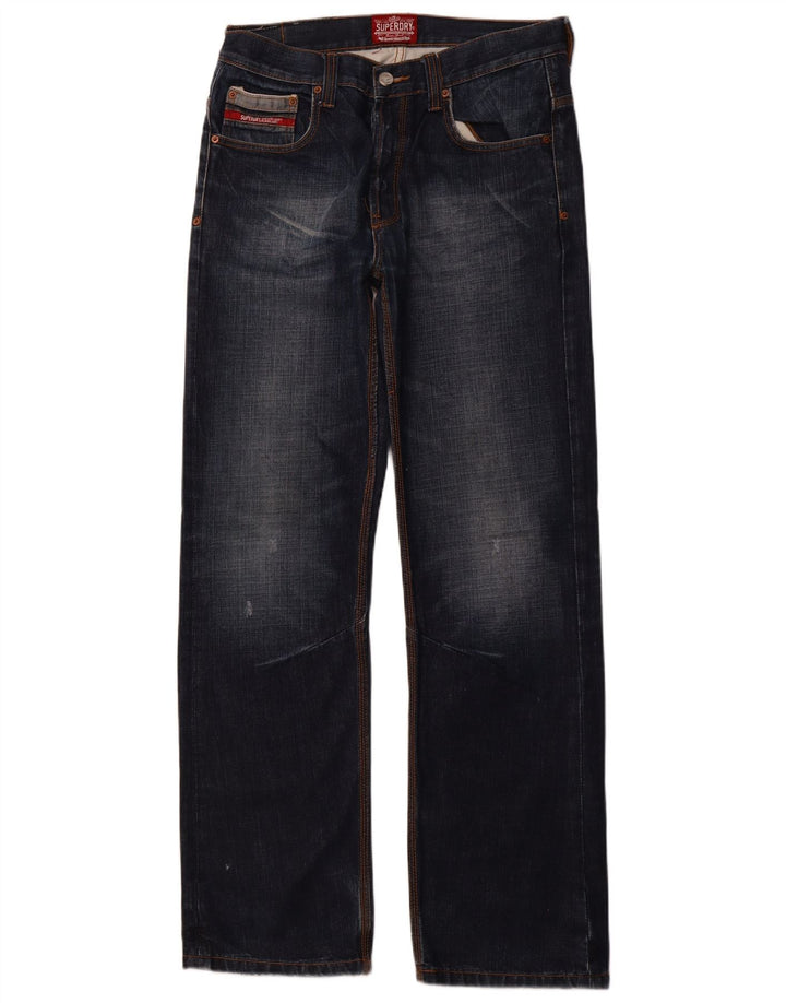 SUPERDRY Herren Straight Jeans W32 L33 Blaue Baumwolle