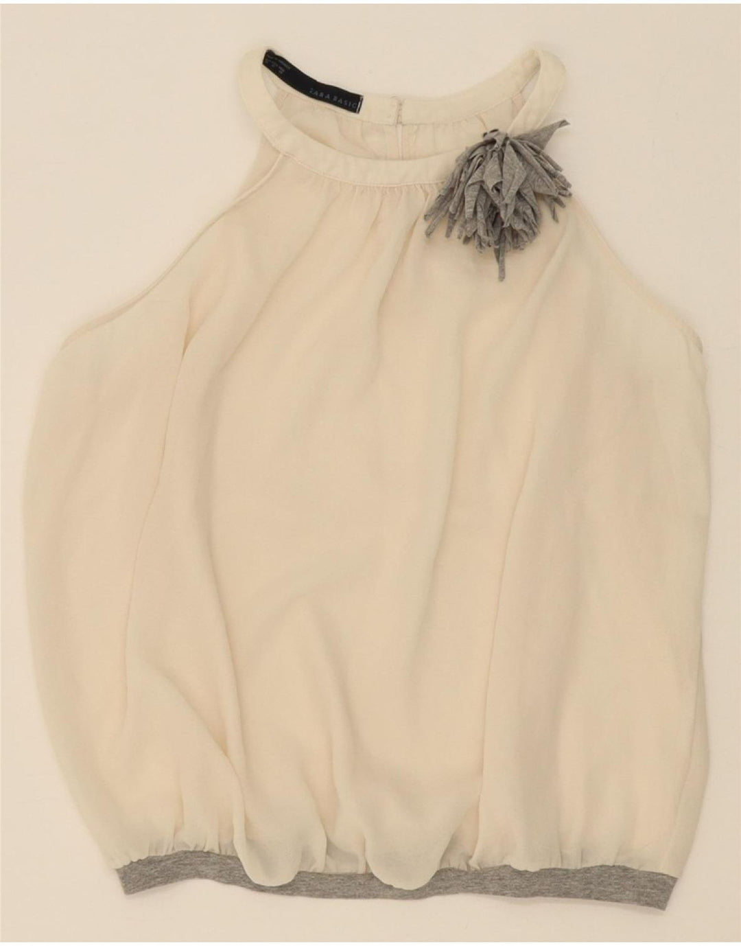 ZARA Womens Crop Sleeveless Blouse Top UK 14 Medium Off White Vintage Zara and Second-Hand Zara from Messina Hembry 