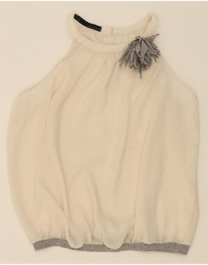 ZARA Womens Crop Sleeveless Blouse Top UK 14 Medium Off White Vintage Zara and Second-Hand Zara from Messina Hembry 