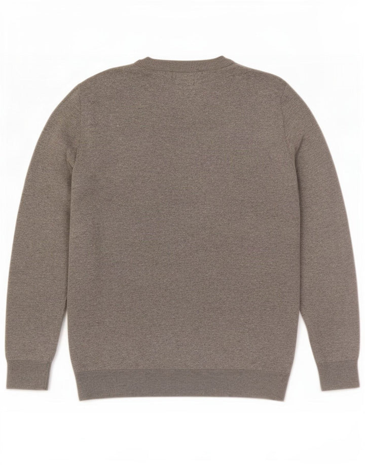 Zara Herren-Pullover mit Rundhalsausschnitt, mittelgraue Seide
