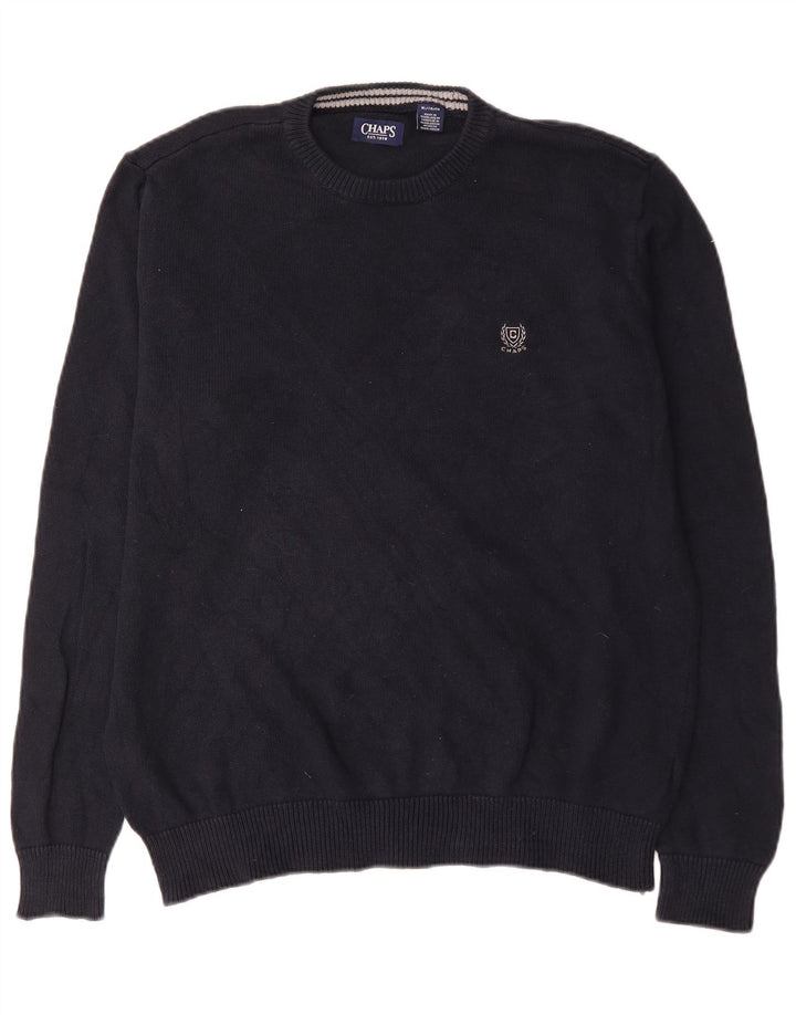 Chaps Herren-Pullover mit Rundhalsausschnitt, XL, schwarze Baumwolle