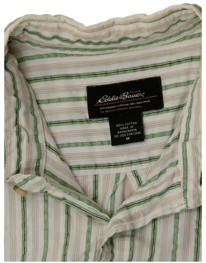 Eddie Bauer Herren-Kurzarmhemd aus mittelgrün gestreifter Baumwolle