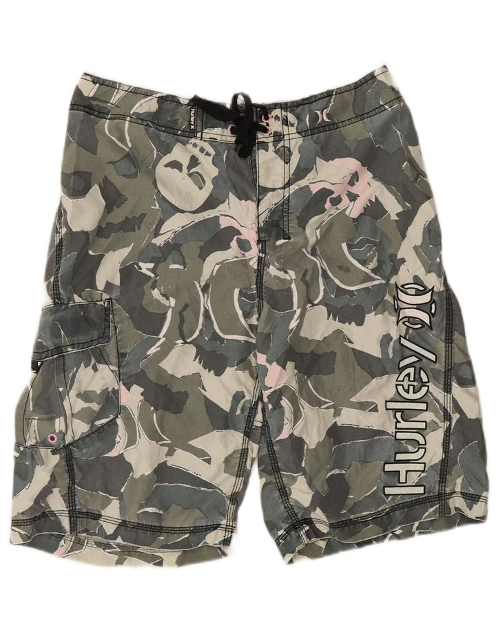 Hurley Herren Cargoshorts W30 Mittelgrünes Camouflage-Polyester