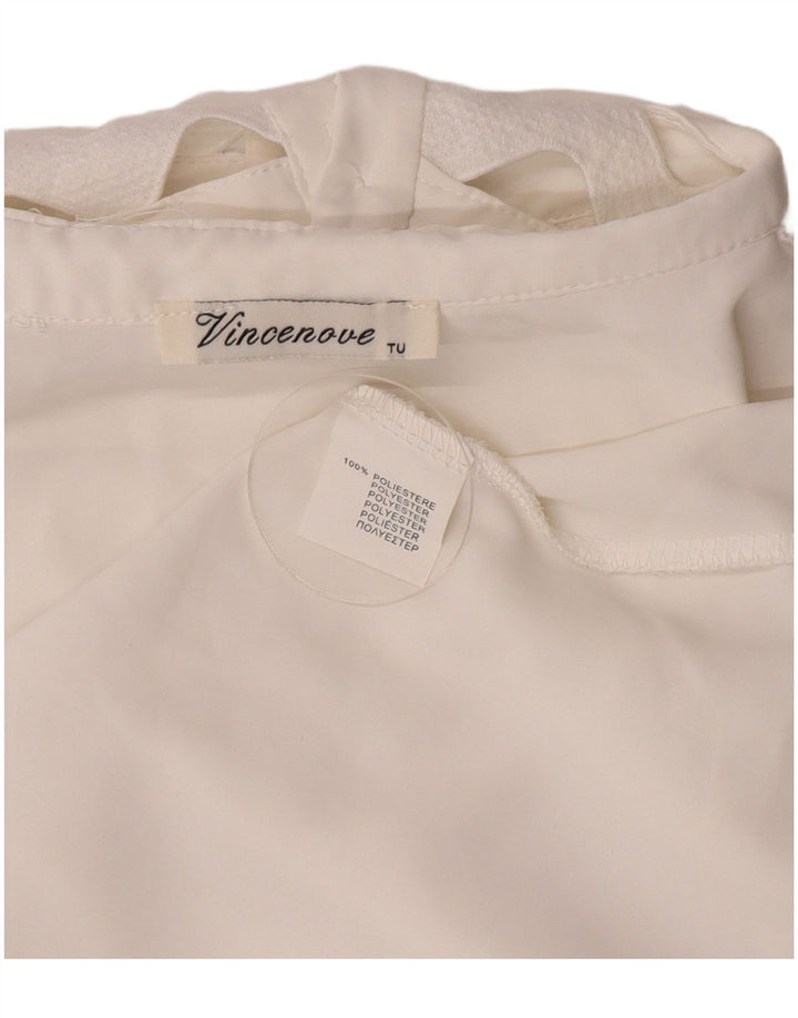 Vintage Damen Hemdbluse UK 14 Großes weißes Polyester